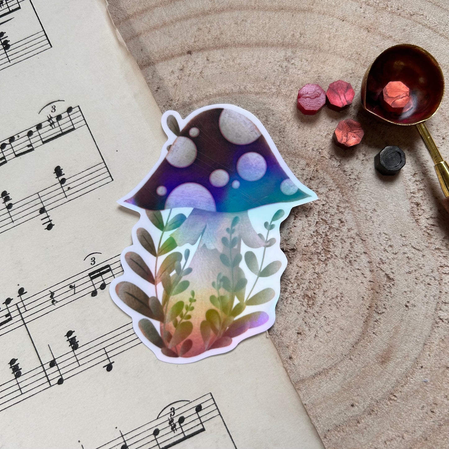 HOLOGRAPHIC MAGICAL MUSHROOM: VINYL STICKER
