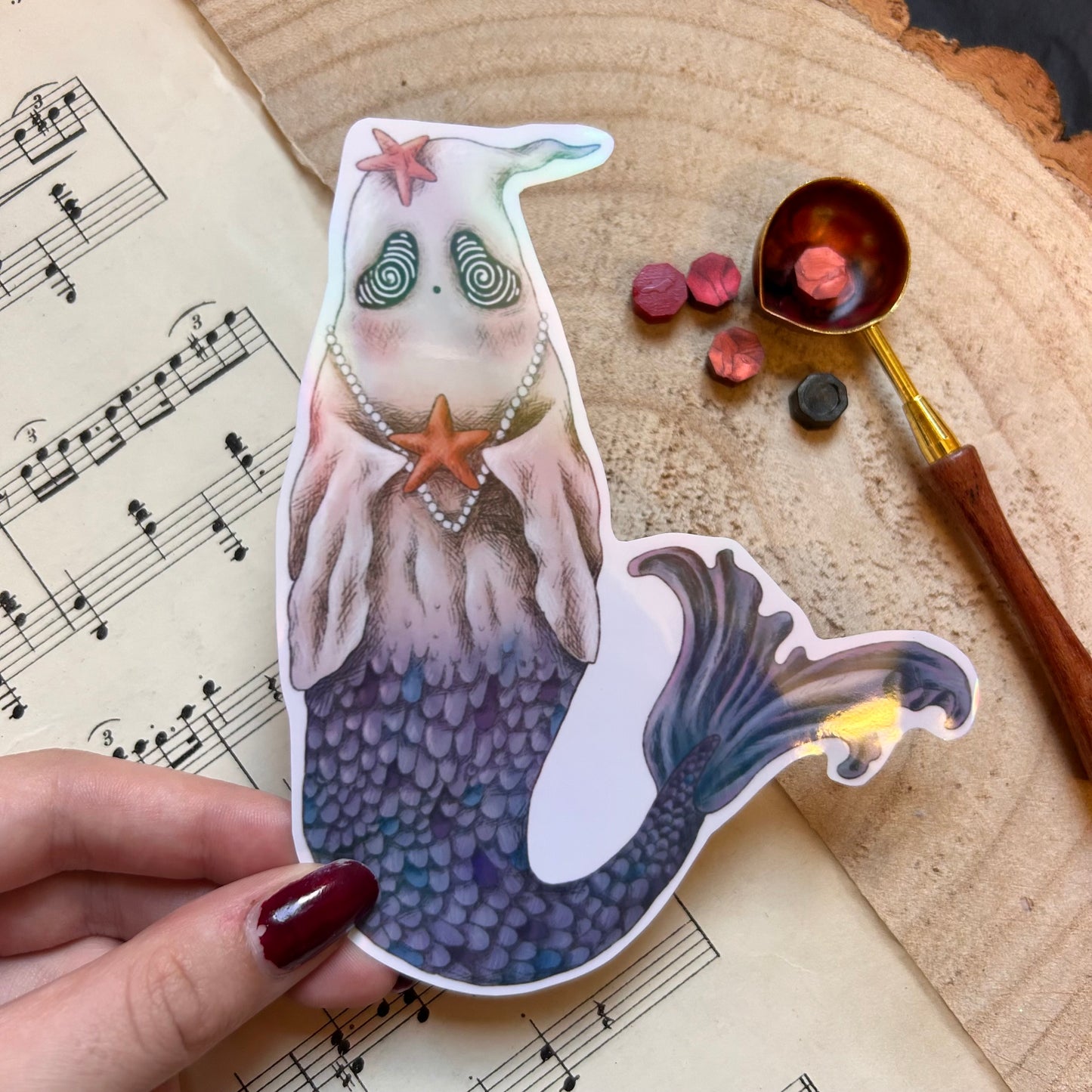 HOLOGRAPHIC MERMAID GHOST: VINYL STICKER