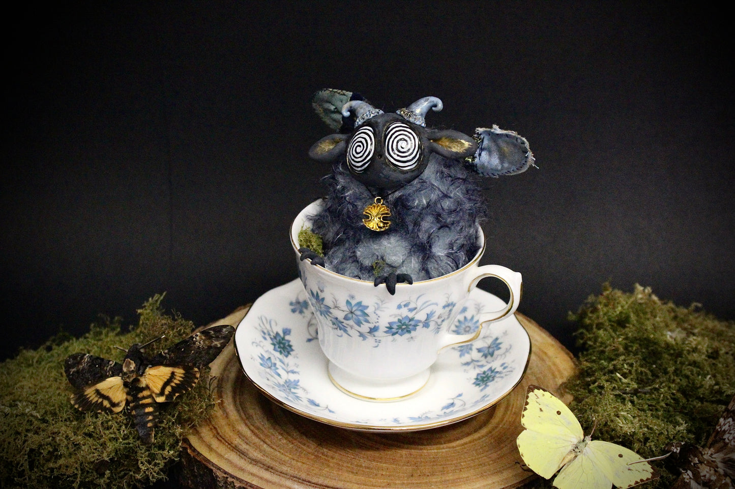 Blue Tiger the Moth Teacup Critter