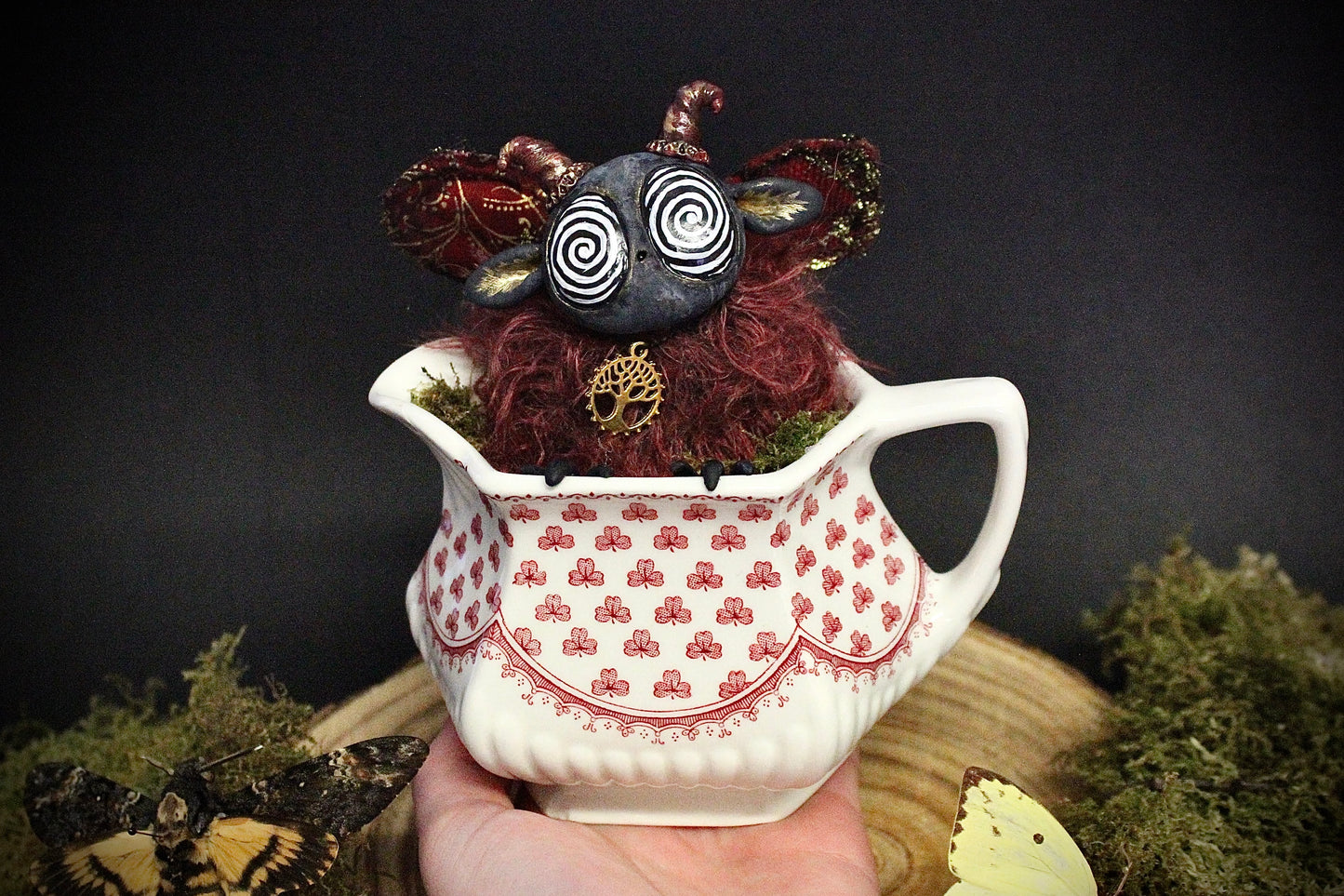 Cinnabar the Moth Teacup Critter