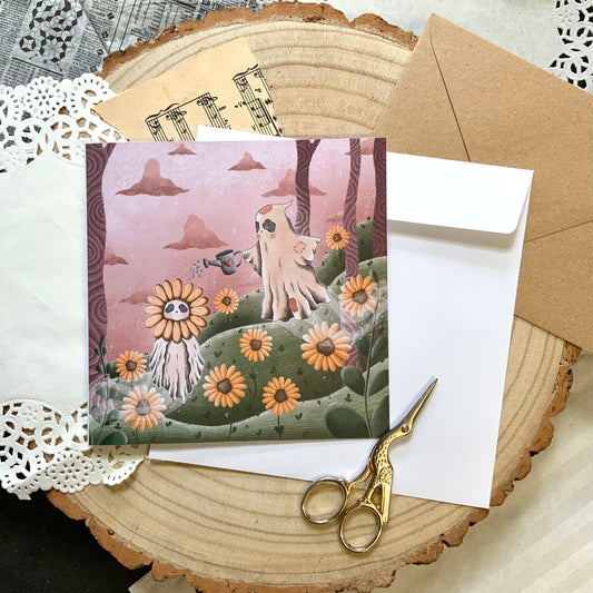 Ghoulish gardening greetings card