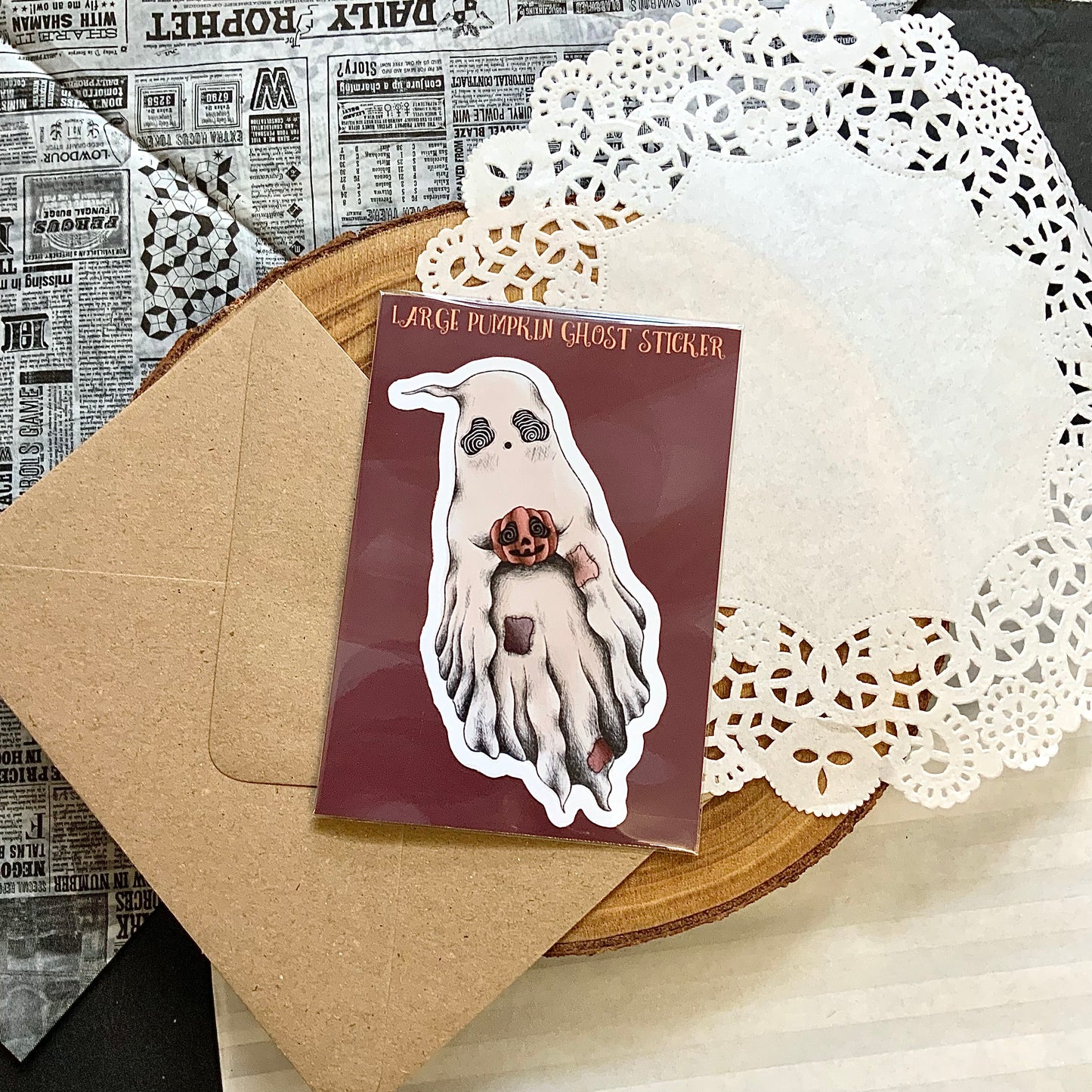 Large pumpkin ghost sticker