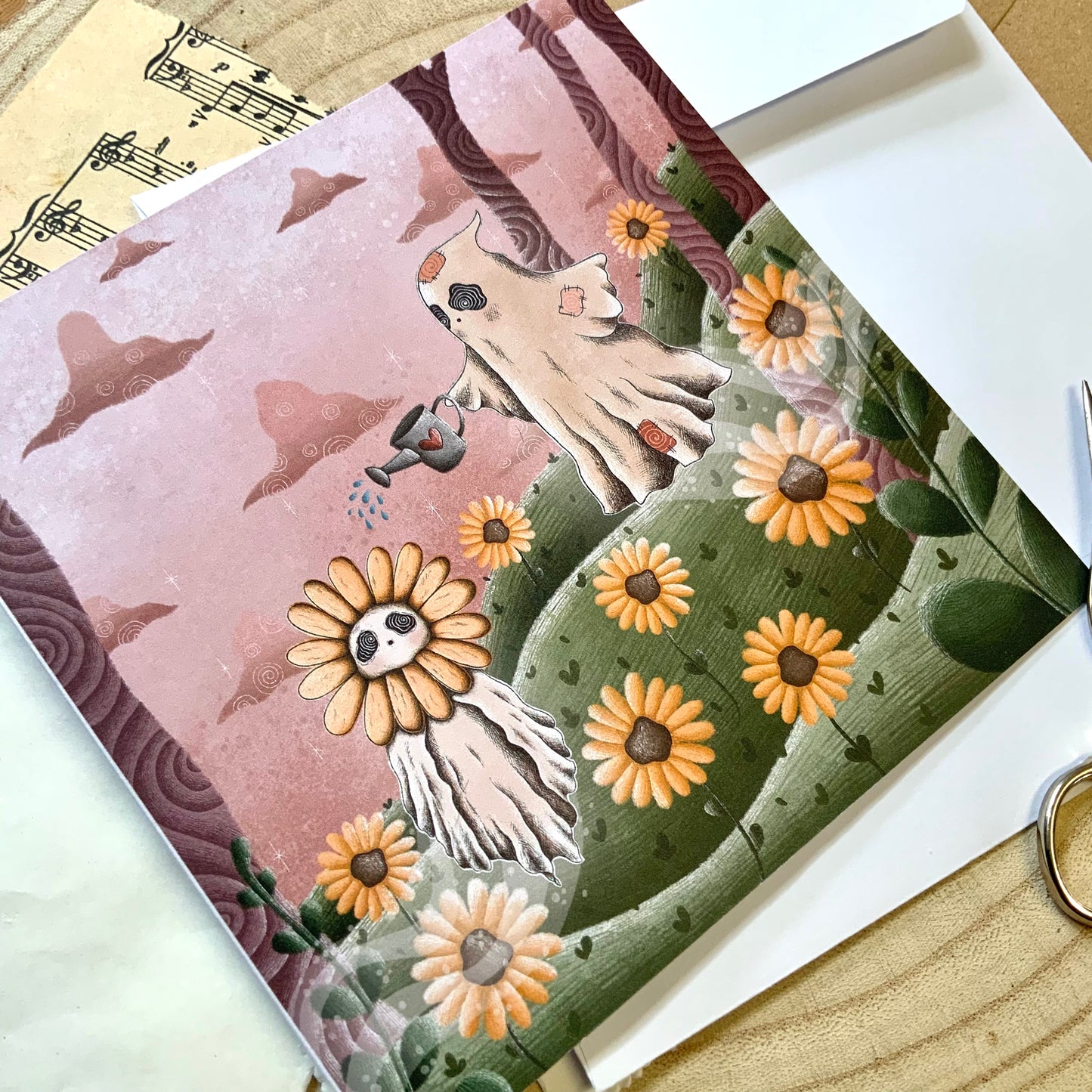 Ghoulish gardening greetings card