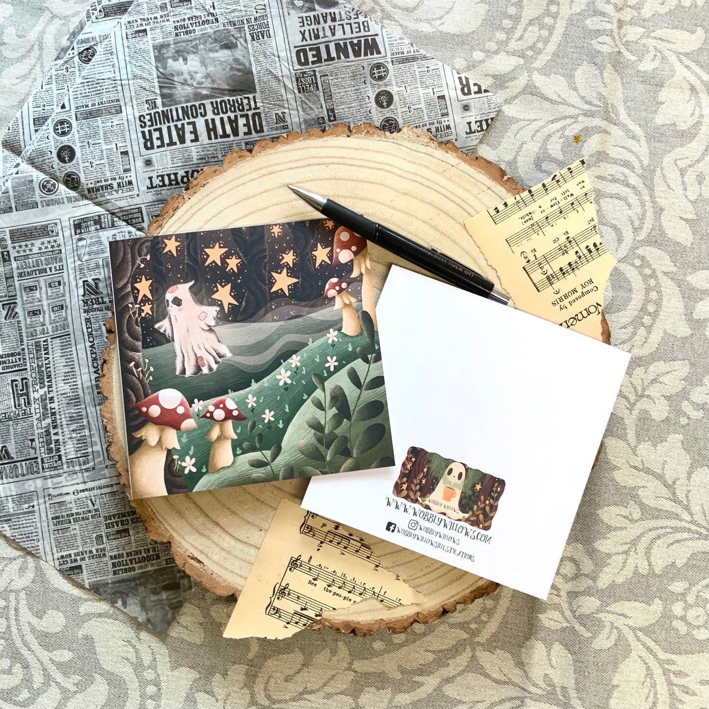 Woodland ghostie greetings card