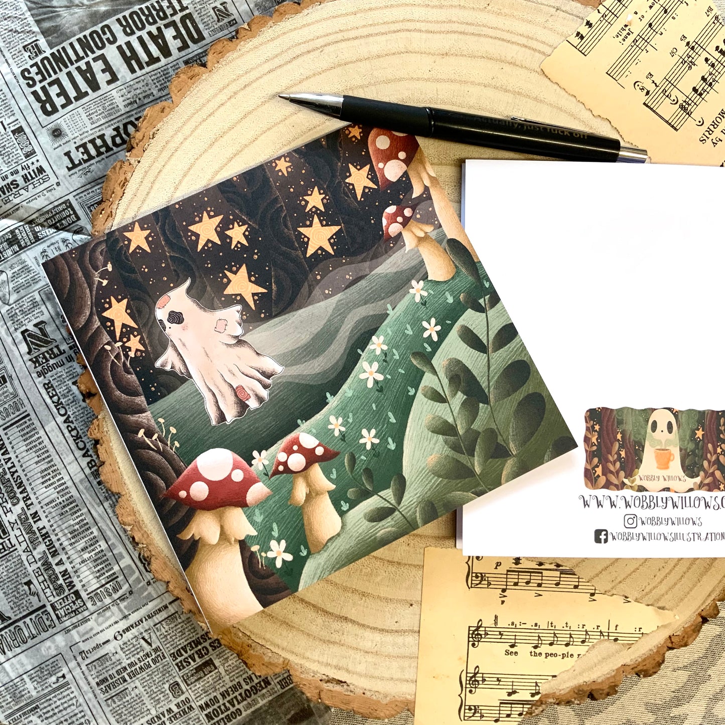 Woodland ghostie greetings card