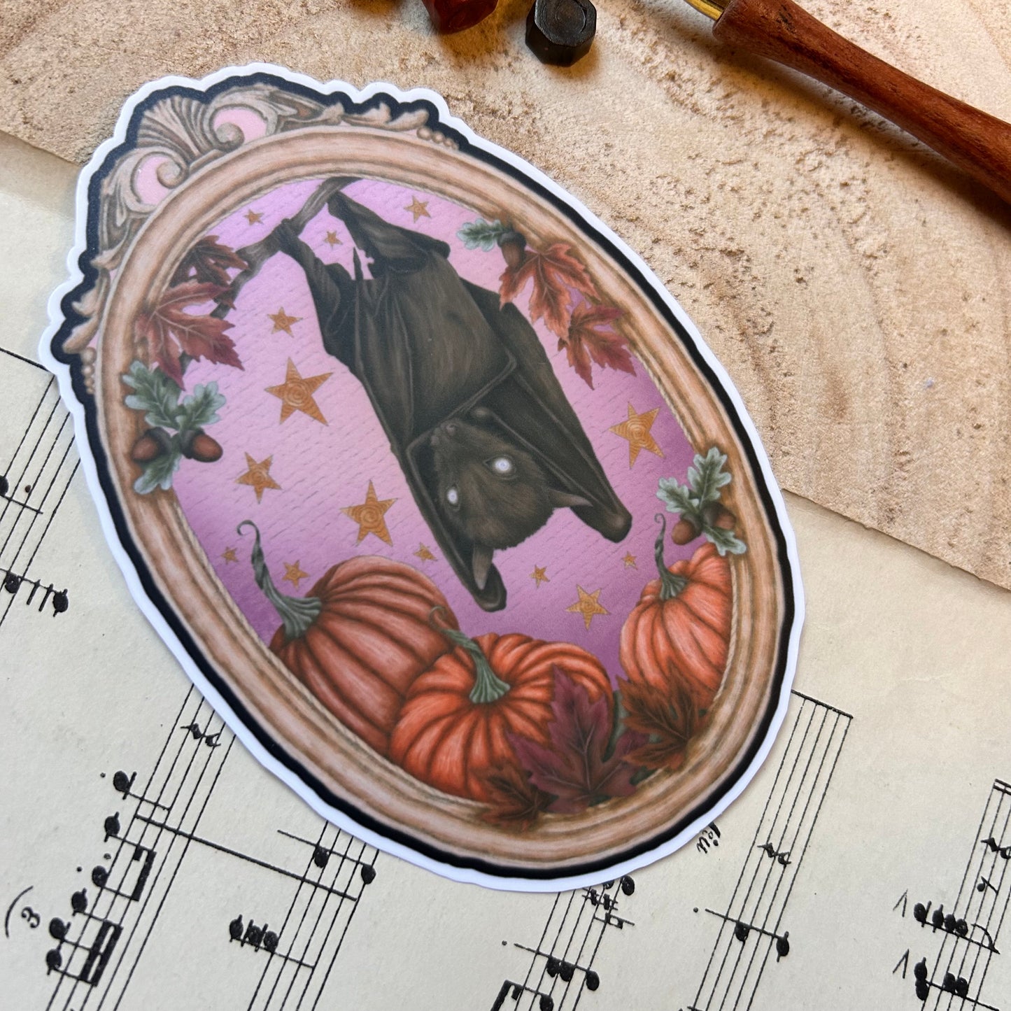 MATTE BAT AND PUMPKINS: VINYL STICKER