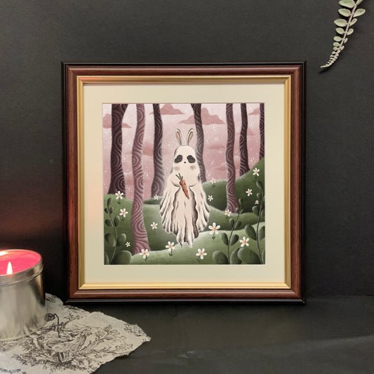 Spring bunny ghost art print