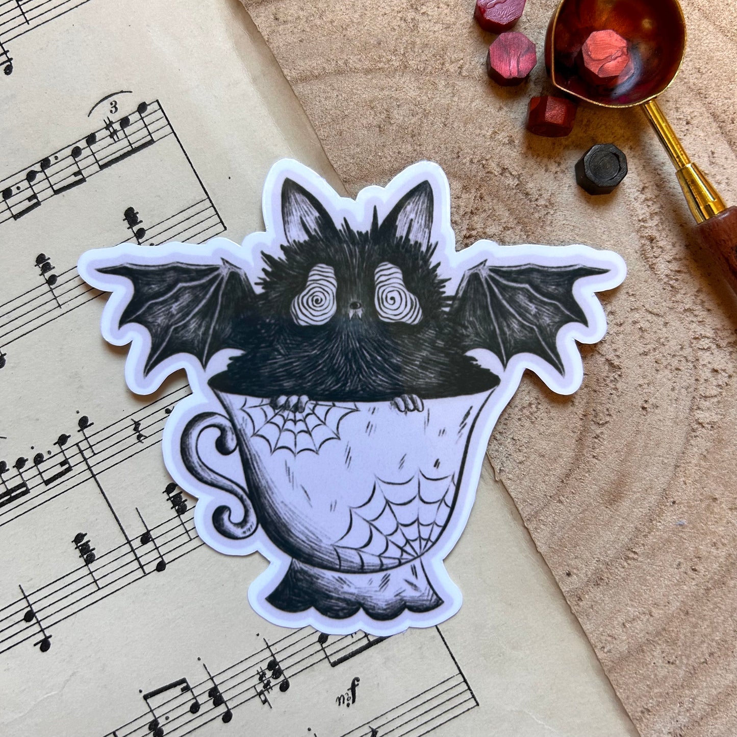 MATTE BAT IN A TEACUP: VINYL STICKER