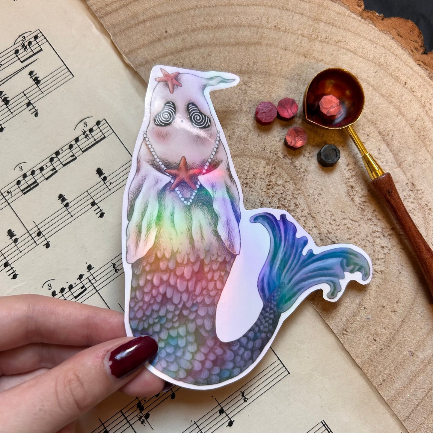 HOLOGRAPHIC MERMAID GHOST:  VINYL STICKER