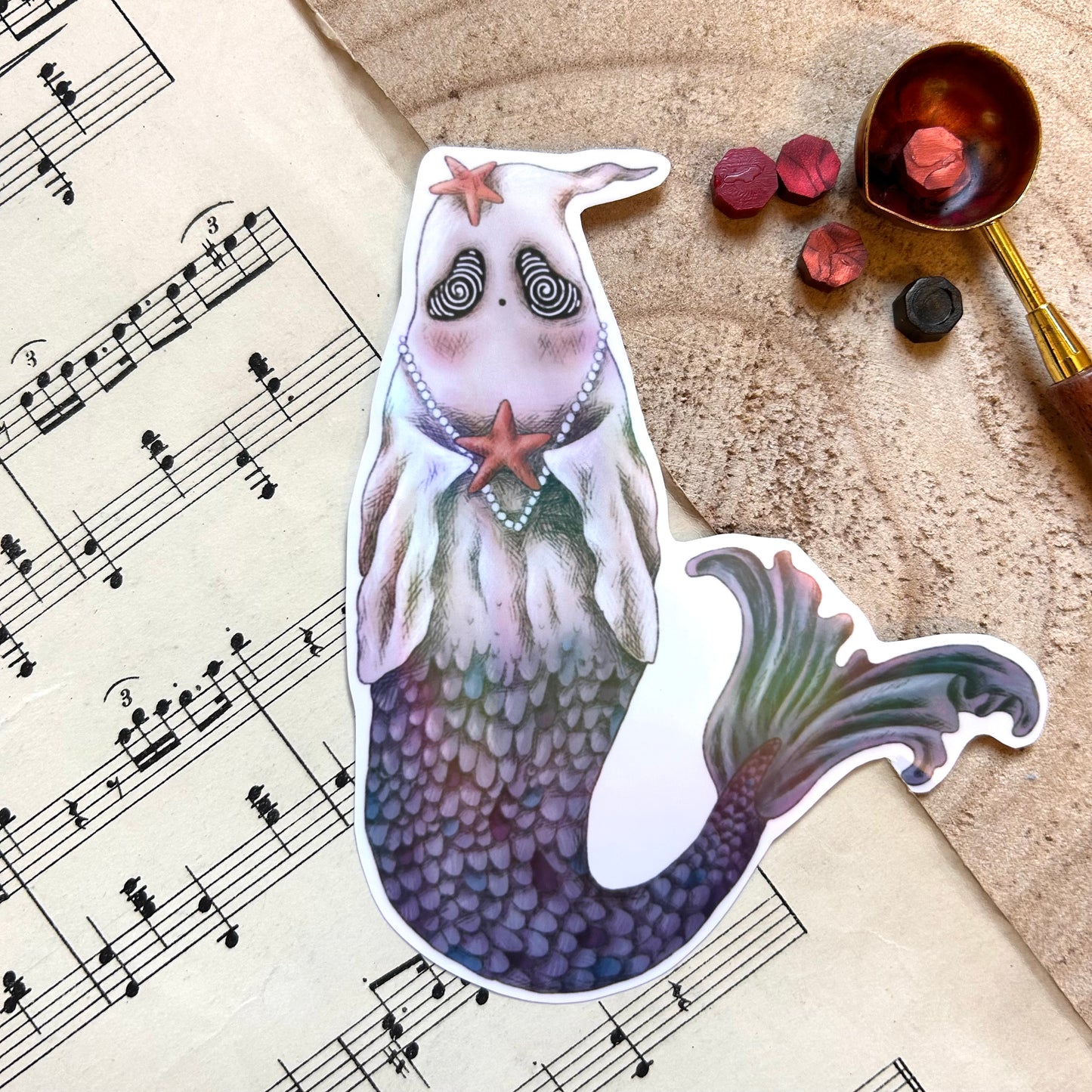 HOLOGRAPHIC MERMAID GHOST:  VINYL STICKER