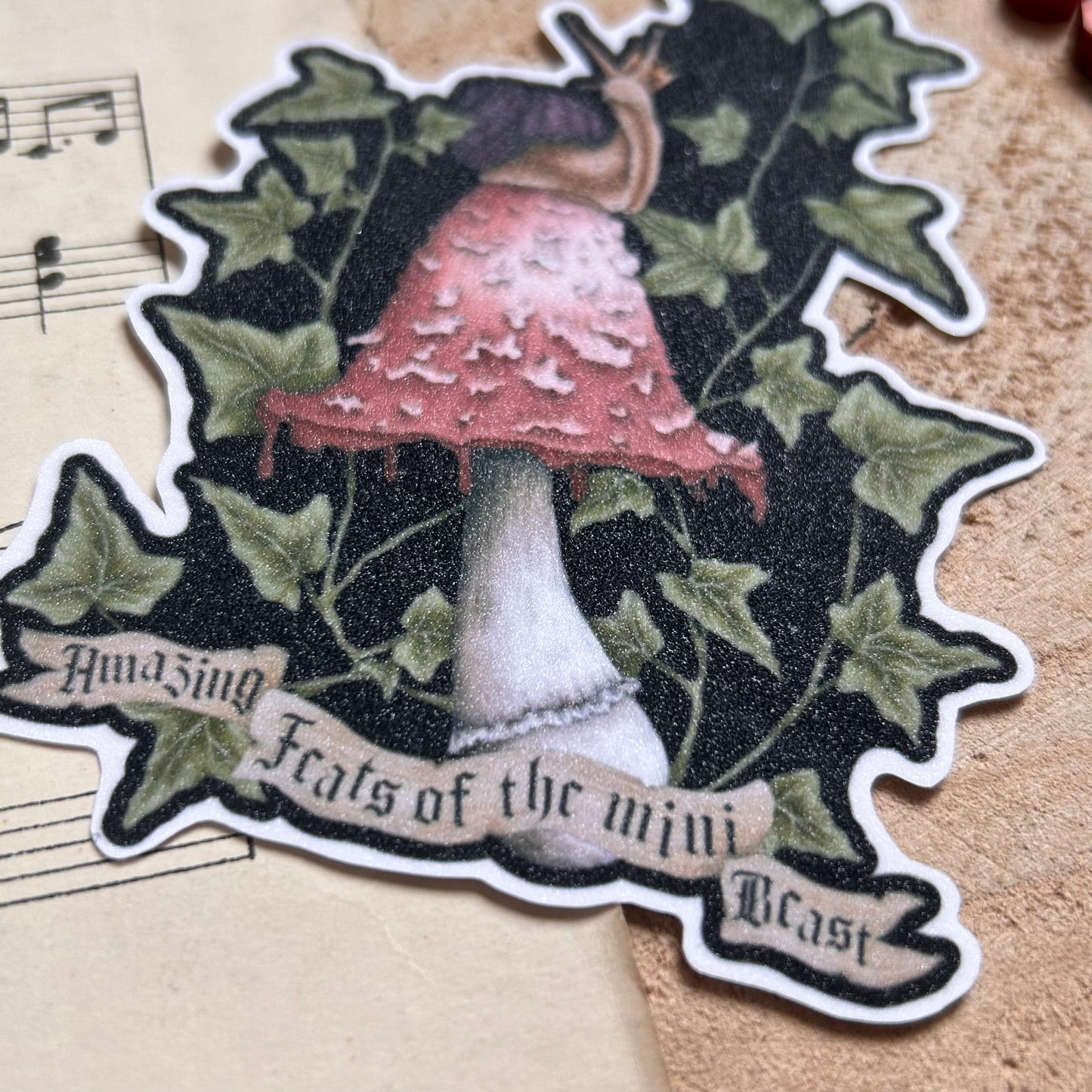 SUGAR GLITTER SNAIL AND MUSHROOM: VINYL STICKER