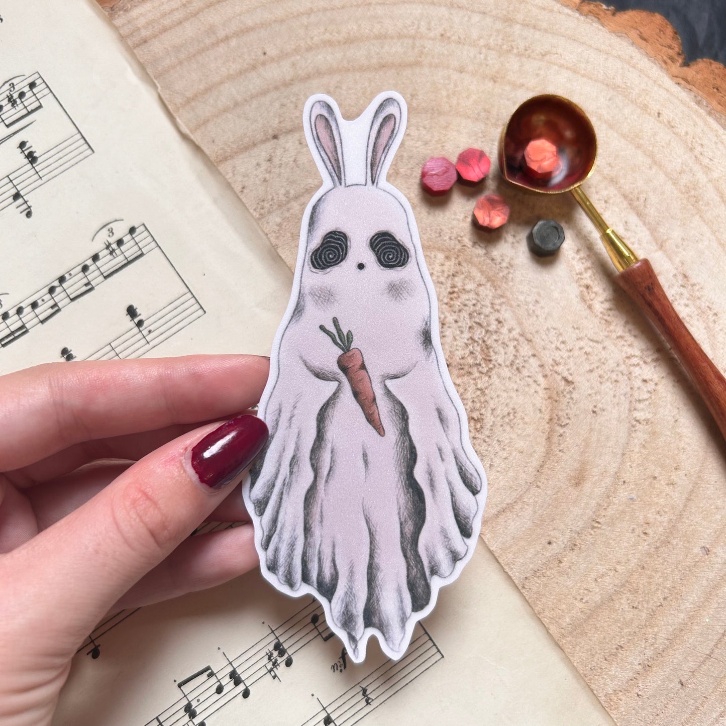 SUGAR GLITTER GHOST BUNNY: VINYL STICKER