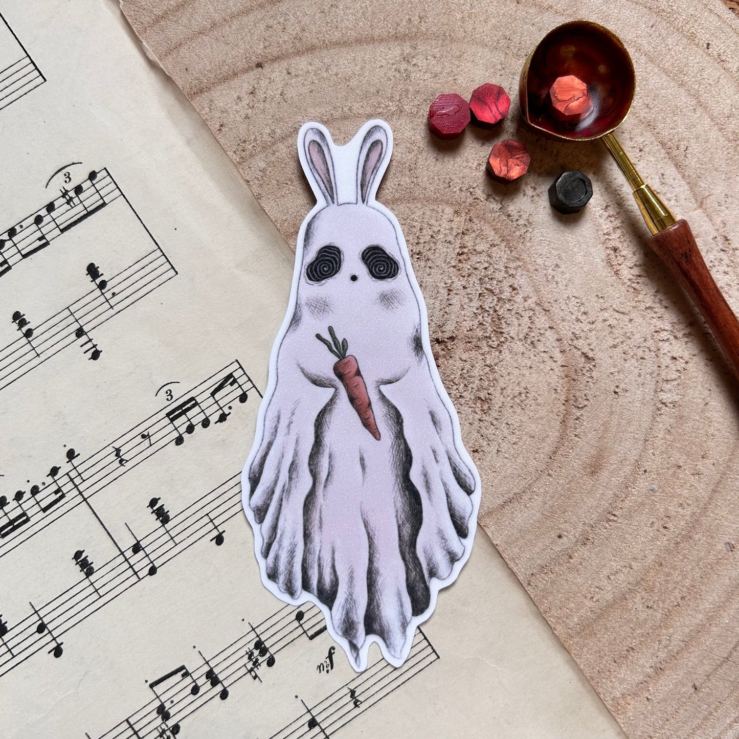 SUGAR GLITTER GHOST BUNNY: VINYL STICKER