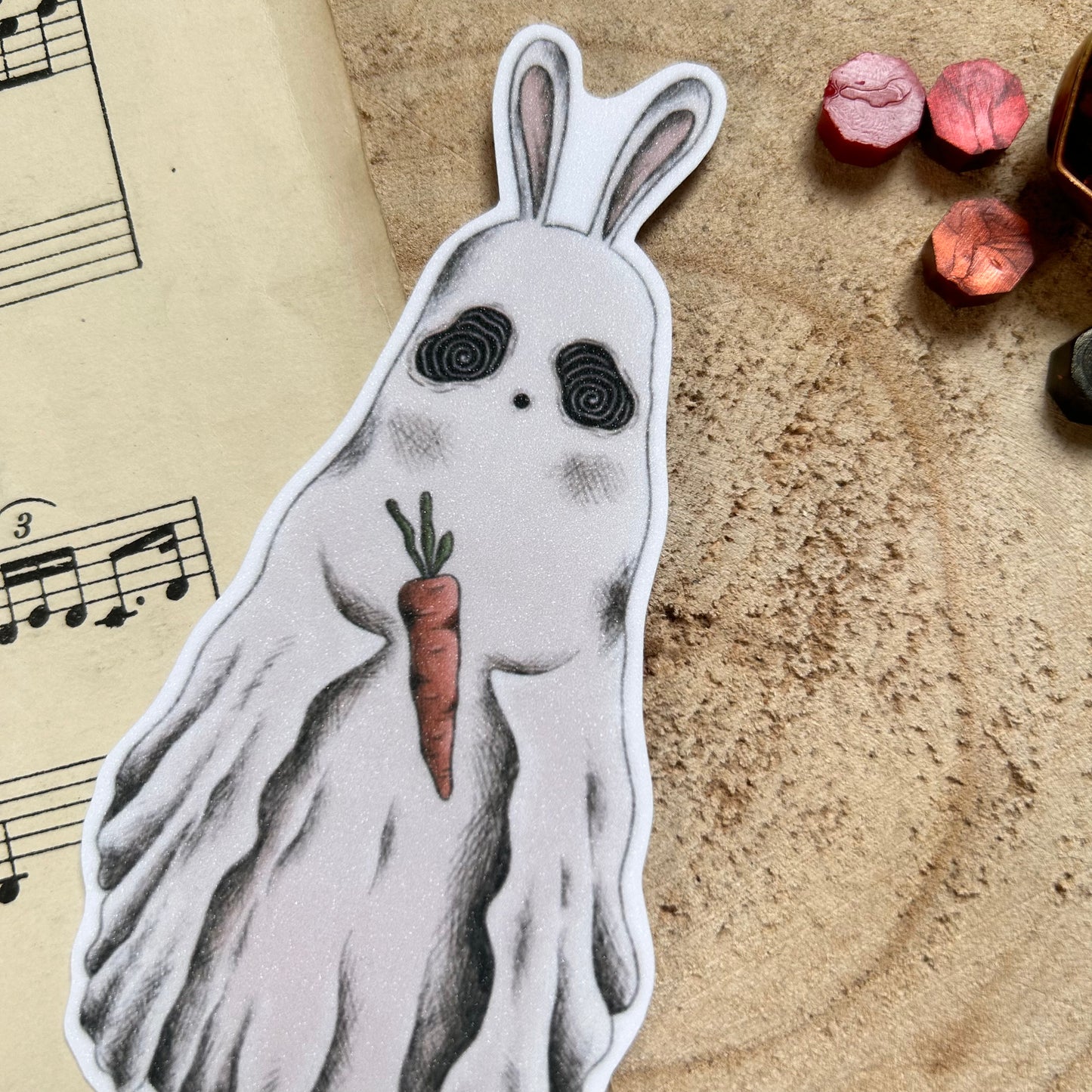 SUGAR GLITTER GHOST BUNNY: VINYL STICKER