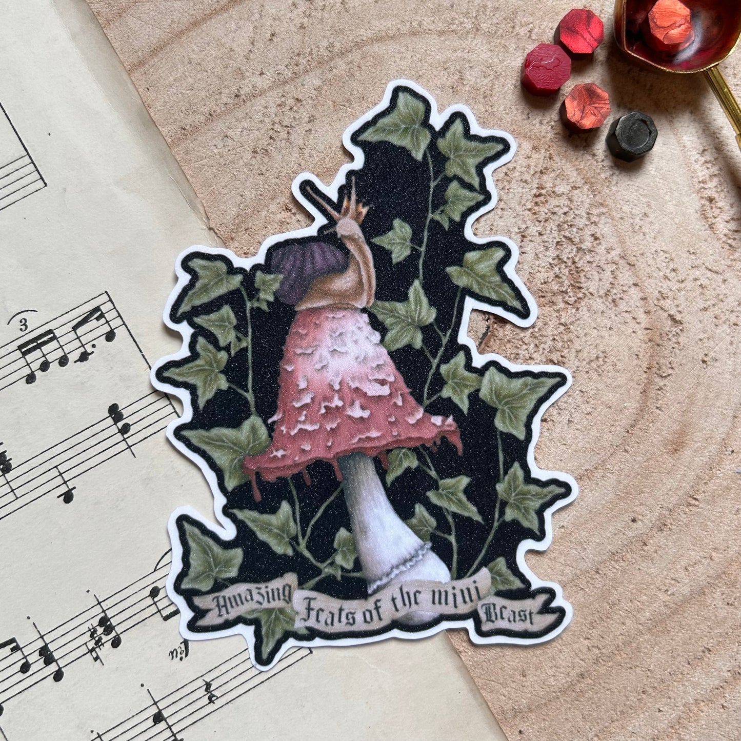 SUGAR GLITTER SNAIL AND MUSHROOM: VINYL STICKER