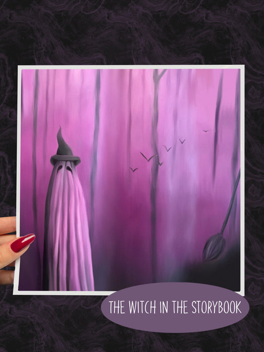 "The witch in the storybook" Oil Painting Art Print