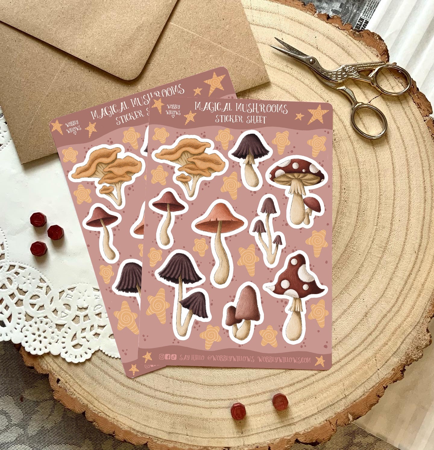 Magical mushrooms sticker sheet