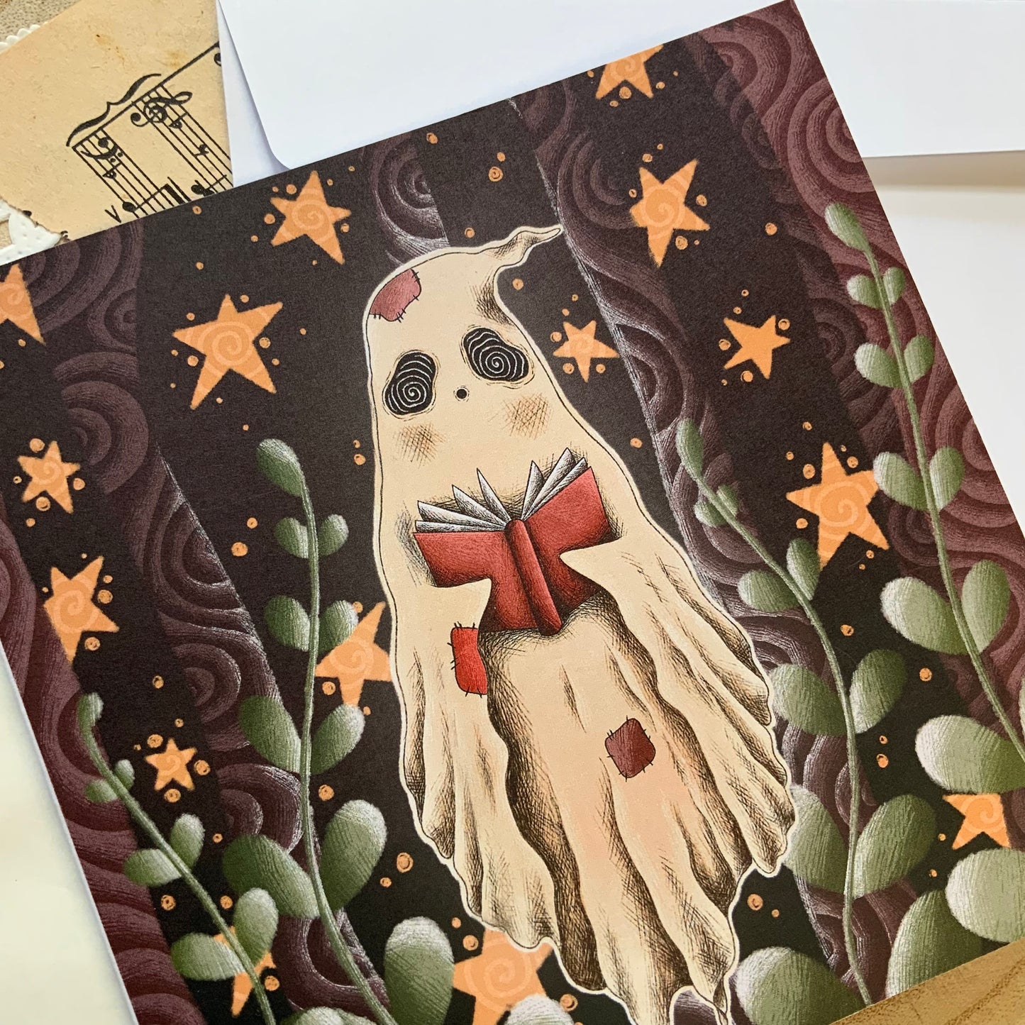 Magical storybook ghost greetings card